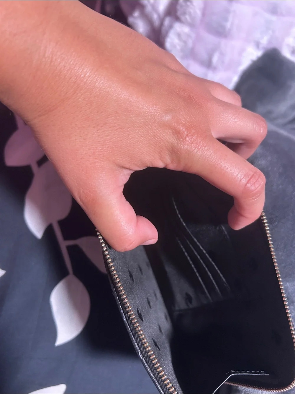 kate spade black leather wristlet clutch with gold logo